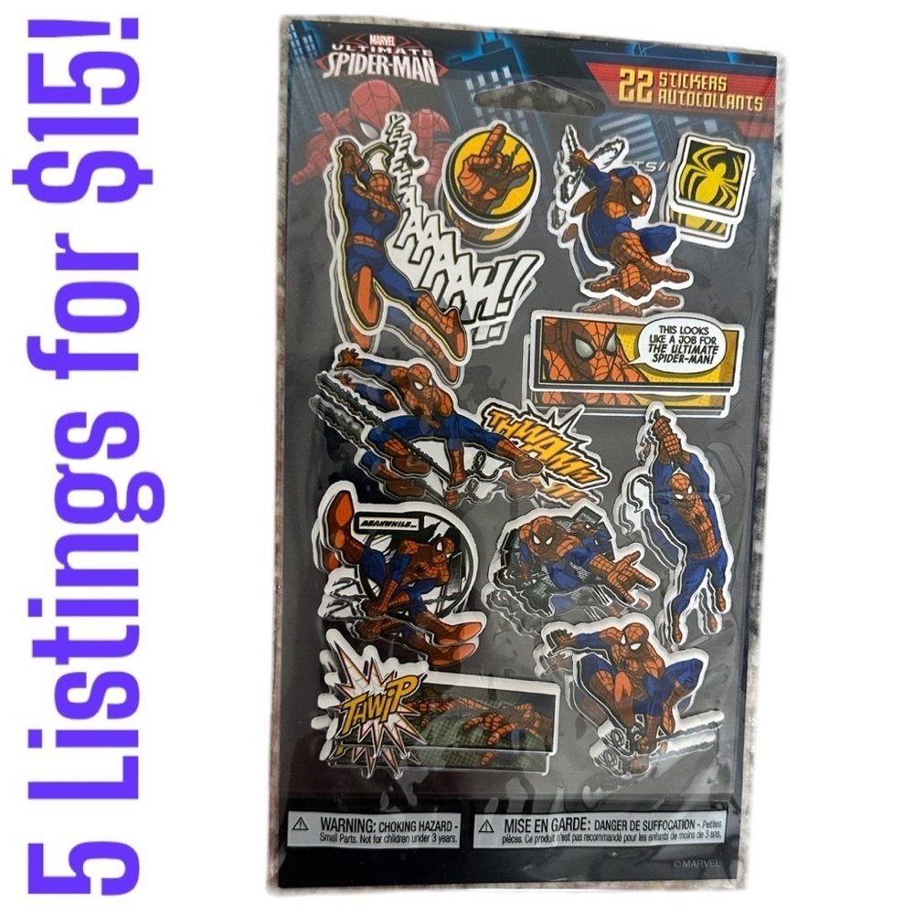 New Spiderman Puffy Stickers by American Greetings, set of 22